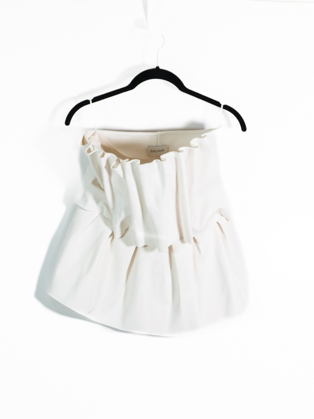 NEW House Of Dagmar Sculpted Ponte Stretch Strapless Ruffle Tube Top White 40
